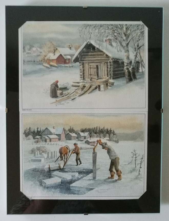 Kimmo Pälikkö, kaksi kehystettyä taidepostikorttia