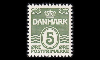 Tanska 198_Ib ** Aaltoviiva 5 öre harm.vihreä (1933)