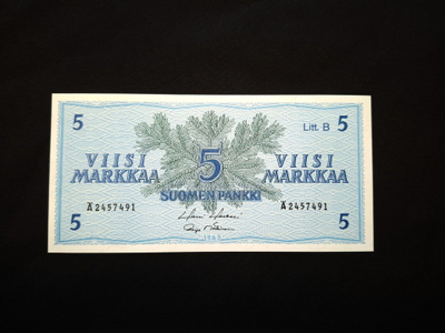 5 Markkaa 1963 Kunto Unc!