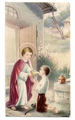 PYHÄ KUVA / Jeesus poikanen juottaa toveriaan. 1950-l.