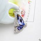 889 .. Sapphire Crystal Perhonen Kaunis .. Kaulakoru - pikkukuva 3