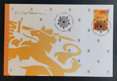 2004 FDC Suomen Leijona 3€ - taiteilijan nimmari