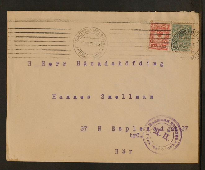 # 23443 # Paikalliskirje Helsinki - 1915 - Sotasensuuri