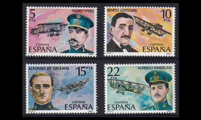 Espanja 2485-8 ** Ilmailun pioneereja (1980)