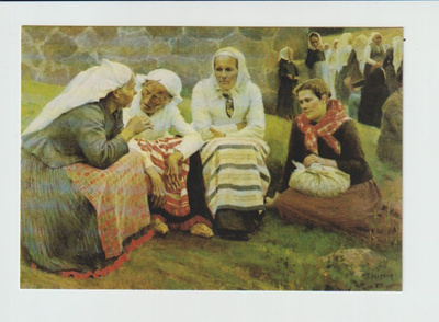 Postikortti, TAIDE, ALBERT EDELFELT, Ruokolahden eukkoja kir
