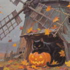 Halloween musta kissa ja tuulimylly - pikkukuva 1