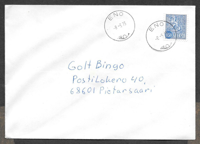 Postilähetys - Yleismerkki 0,50 (LAPE 666) Eno 8.3.1973