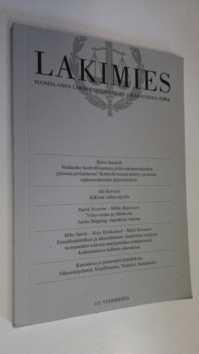 Lakimies 5/2014 : Suomalaisen lakimiesyhdistyksen aikakau...