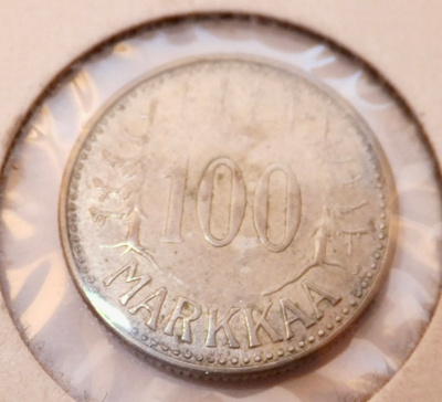 100 mk 1959 Hopeaa