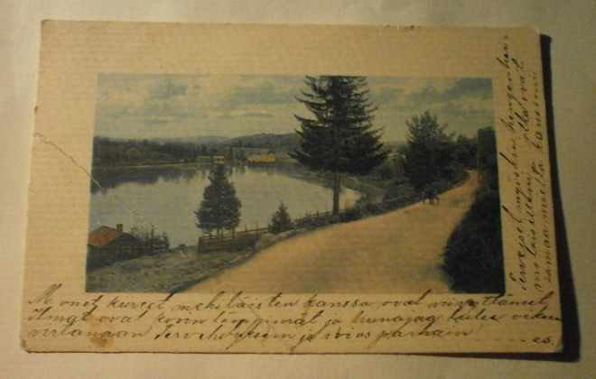 Kangasala, hevoskärryt, kartano, kehyskortti, p. 1910