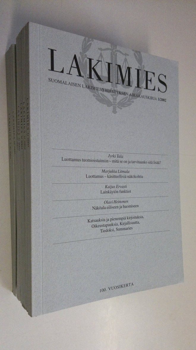 Lakimies vuosikerta 2002 (7 lehteä) : Suomalaisen lakimie...