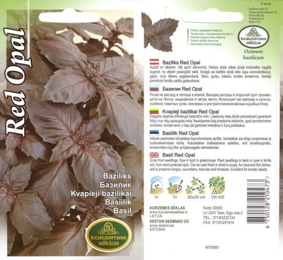 Maustebasilika 'Red Opal' - siemenet #