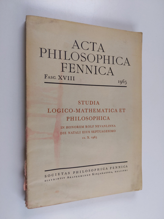 Eino Kaila : Acta philosophica Fennica XVIII