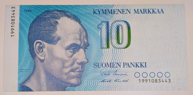 10 Markkaa 1986 korvaava 1991083443
