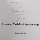 Jaakko Hirvelä : Essays on Modalized Epistemology (signee... - pikkukuva 3