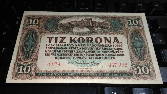 Hungary Unkari 10 Korona 1920 P60 VF