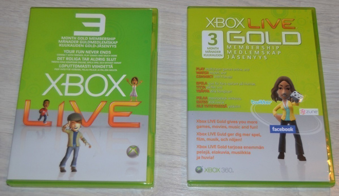 Xbox Live 3kk Gold jäsenyys boksit 2 kpl (käytetyt)