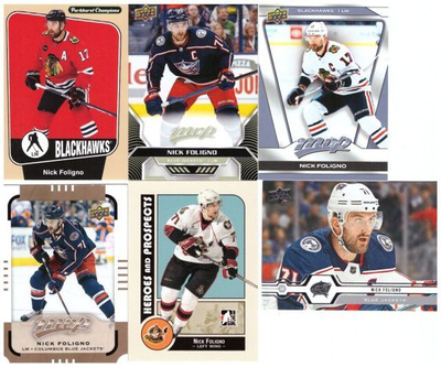 6 x NICK FOLIGNO Blackhawks, Blue Jackets sis 1 x Jr