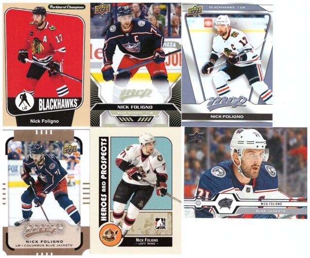 6 x NICK FOLIGNO Blackhawks, Blue Jackets sis 1 x Jr