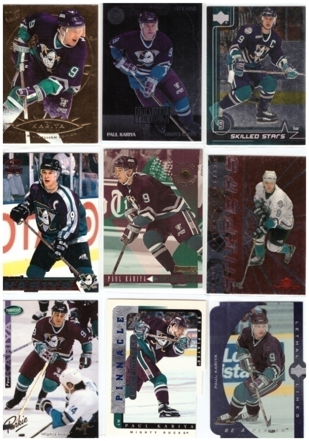 9 x PAUL KARIYA Ducks, Erikois/Parallel Kortteja (A)
