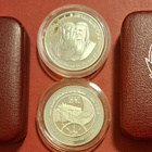 2 x Kuwait PROOF hopeaa: 2 Dinars 1976 + 5 Dinars 1981 - pikkukuva 1