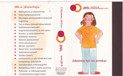 JHL. Julkisten ja Hyvinvointialojen liitto .aski, aihio b449