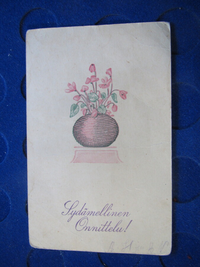 Sydämelliset onnittelut. Postikortti 1920-luvulta
