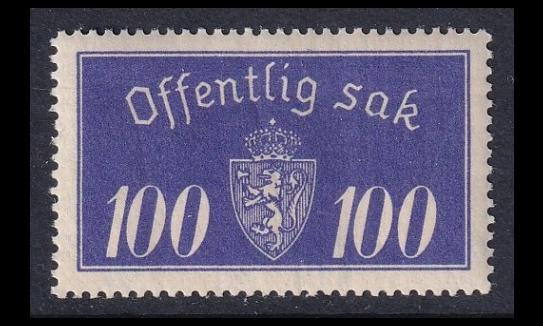 Norja 21_I ** Virkamerkki 100 öre (1933)
