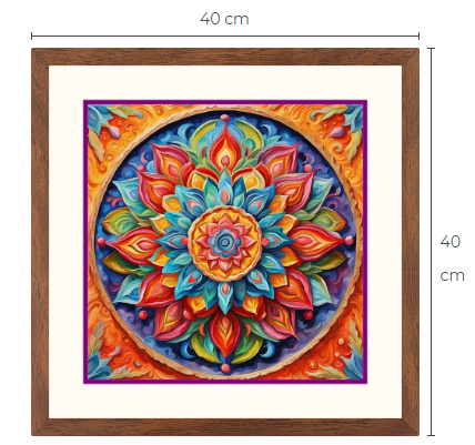 Uusi Mandala taulu koko 40 cm x 40 cm kehyksineen