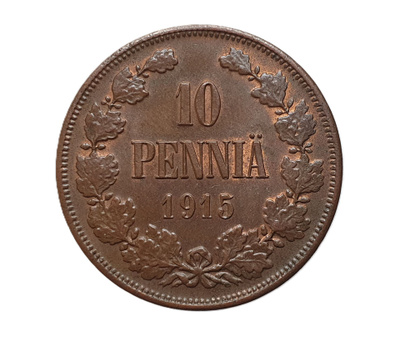 10 Penniä 1915 -- Hyväkuntoinen!