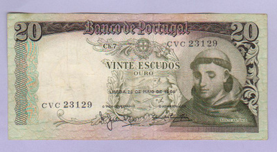 Portugali 20 Escudos v.1964 P-167