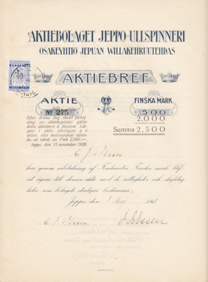 OKK 1915 Jepuan Willakehruutehdas Oy, Jepua/Jeppo