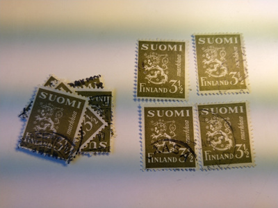 Malli 1930 Leijona oliivi postimerkki 3,50 markka