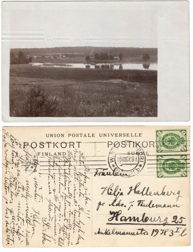 Vanha kortti, maisema, vuodelta 1907