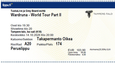 Warduna, Tampere 14.10.2026