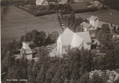 Postikortti, AURA, Kirkko, vanha, Ilmakuva.