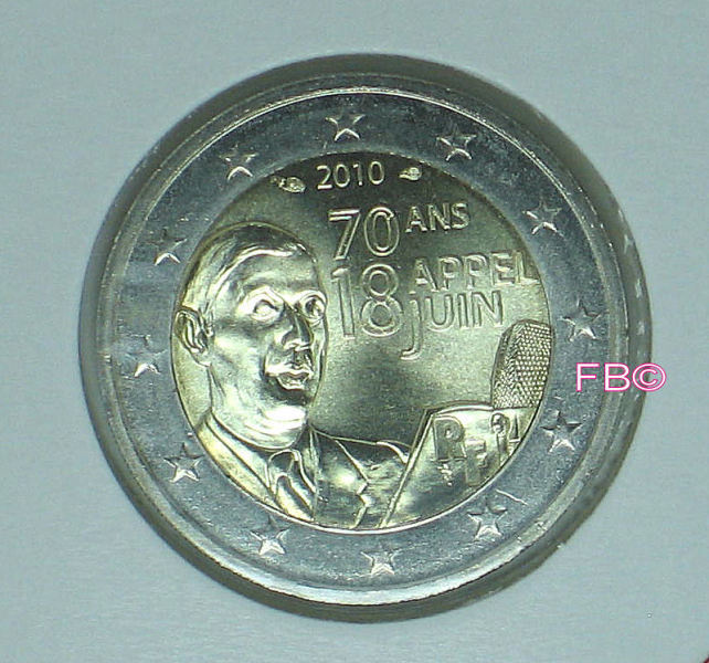 2010 RANSKA juhlaraha  Kenraali Charles De Gaulle UNC