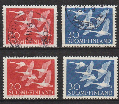 1956 Pohjolan Päivä merkit leimaamattomana ja leimattuna