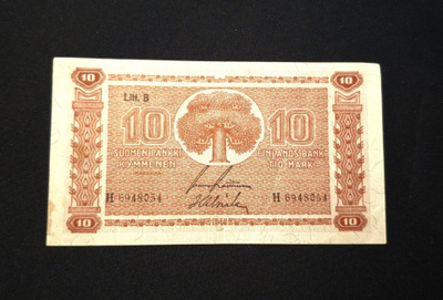 10 Markkaa 1945 Litt,B Kunto 7-8