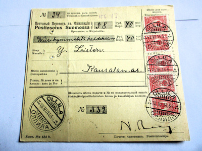 1914 Ollila kaksikielinen postiosoitus Kausalaan