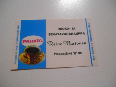 TT Etiketti Paulig Reino Murtonen Haapajärvi
