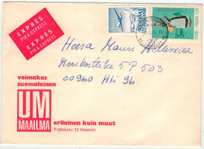 1963 3 mk lentokone ym pikakirje