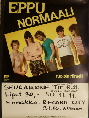 EPPU NORMAALI Rupisia Riimejä. KEIKKAJULISTE 80's.