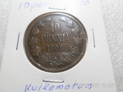 10 penniä 1900 Kulkematon Rahakehyksessä,