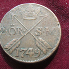 2 öre 1749 SM. Adolf Frederik . Ruotsi-Sweden - pikkukuva 1
