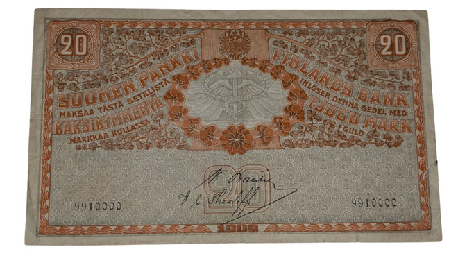 20 Markkaa 1909 9910000 kl 3