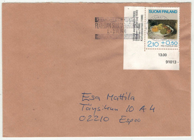 1991 pro filatelia"asetelma" kaunis kirje