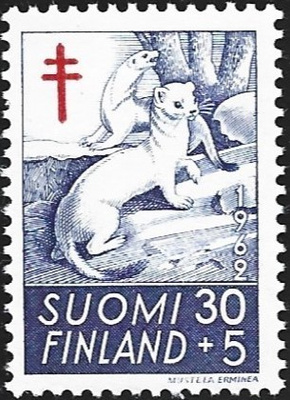 1962 TUB merkki Kärppä 30 + 5 mk ** LaPe 553
