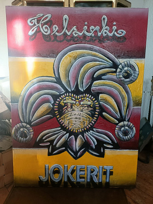 Jokerit, vanha öljyväri maalaus 65x91