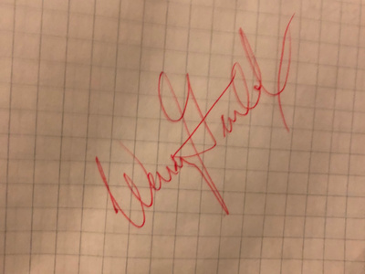 Wendy Turnbull nimikirjoitus paperilla